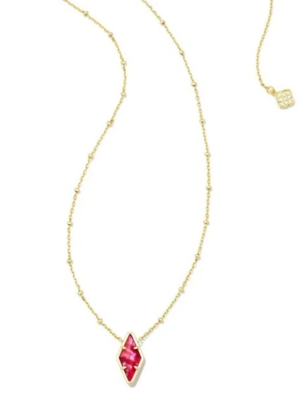 Kendra Scott Gold Necklace with Fuchsia Marquise Stone